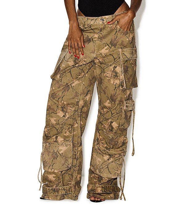 Steve Madden Duo Printed Mid Rise Utility Cargo Pants