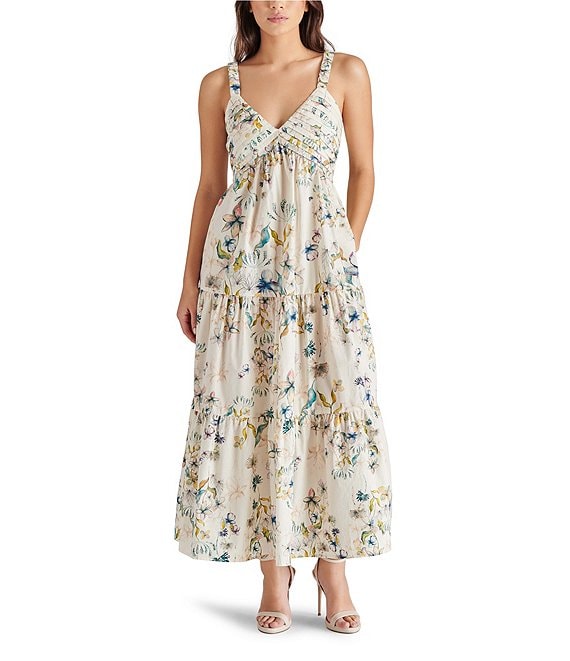 Steve Madden Eliora Floral Print V Neck Sleeveless Maxi Dress | Dillard's