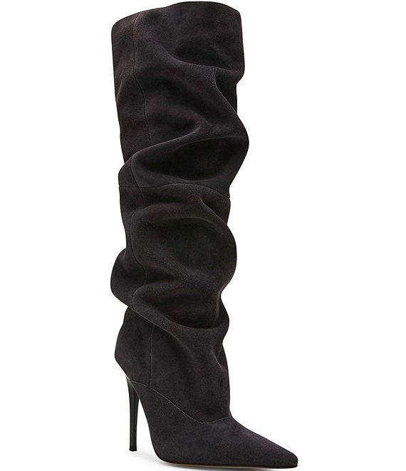 Steve Madden Elona Suede Scrunch Knee High Pointed Toe Boots