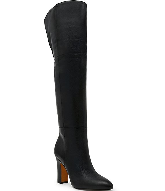 Steve Madden Foretold Leather Block Heel Tall Boots