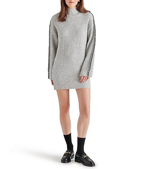 Steve Madden Gemma Chunky Rib Knit Mock Neck Long Sleeve Sweater Dress