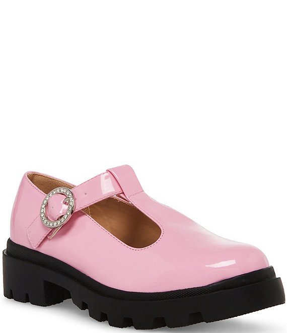 Color:Pink - Image 1 - Girls' J-Suzey T-Strap Patent Lug Sole Loafers (Youth)