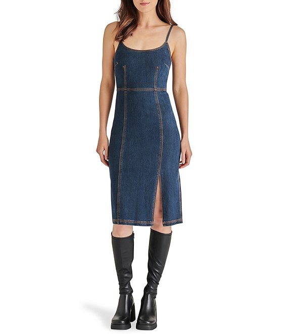 Steve Madden Giselle Denim Scoop Neck Sleeveless Midi Slip Dress ...