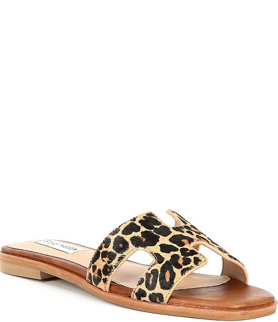 Steve Madden Hadyn-L Leopard Print Haircalf Flat Sandals | Dillard's