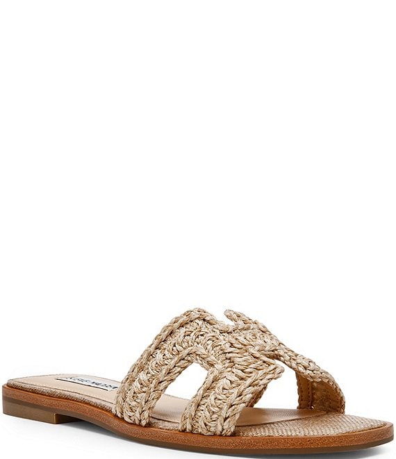 Steve Madden Hadyn Raffia Flat Slide Sandals
