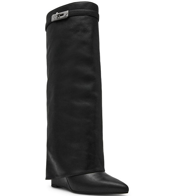 Steve Madden Impala Leather Fold Over Tall Wedge Boots