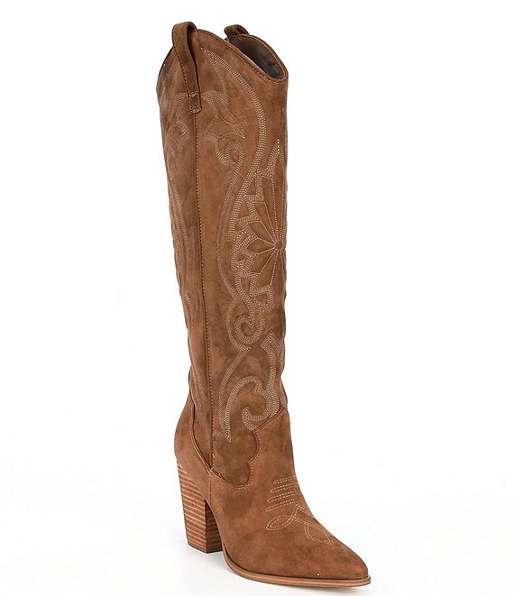 Color:Chestnut Suede - Image 1 - Lasso Suede Tall Western Boots