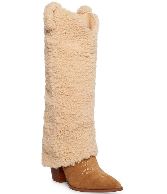 Steve Madden Lassy Faux Fur Western Foldover Boots | Dillard's