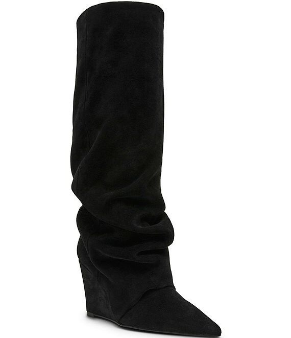 Steve Madden Liberty Suede Cuffed Wedge Tall Boots