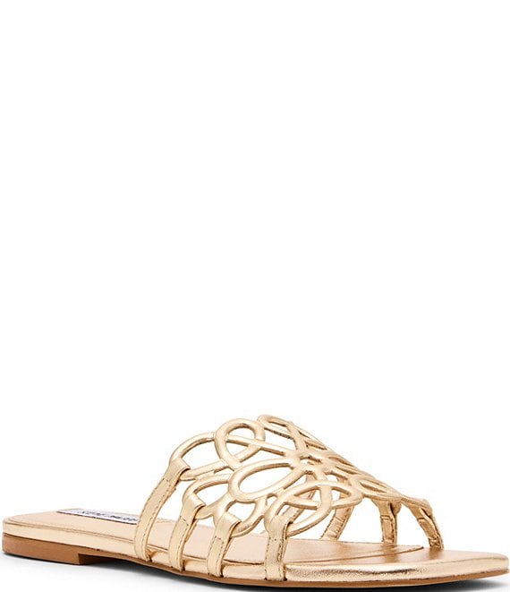 Steve Madden Lotus Leather Square Toe Slide Sandals