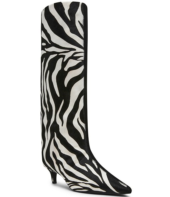 Steve Madden Lysara Two-Tone Zebra Print Haircalf Tall Boots