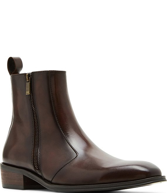 Steve Madden Men's Haynes Leather Side Zip Dress Boots