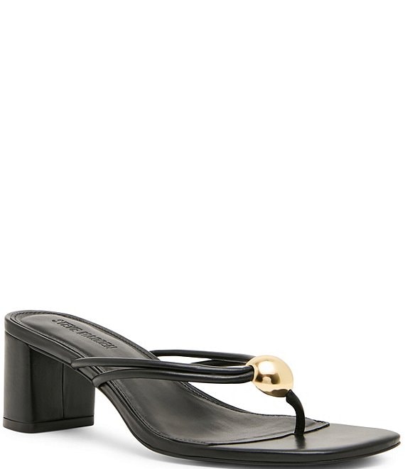 Steve Madden Rhylan Nappa Leather Block Heel Thong Sandals
