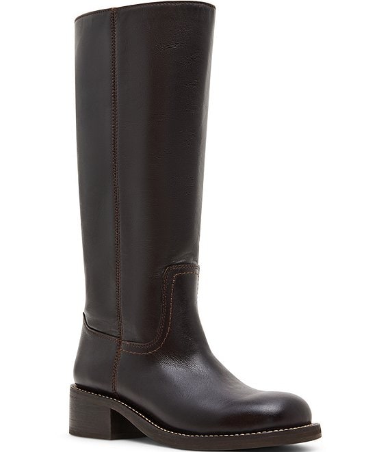 Steve Madden Riggs Leather Block Heel Tall Boots