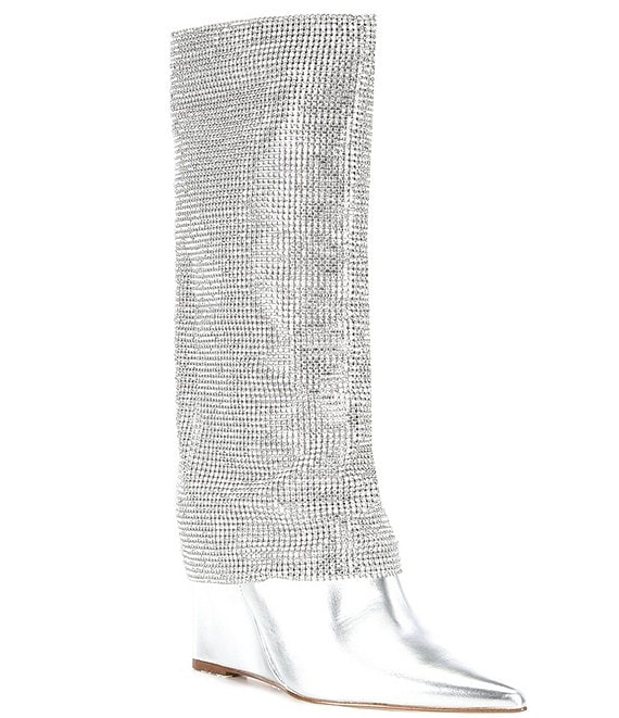 Steve Madden Riski Rhinestone Foldover Wedge Tall Boots | Dillard's