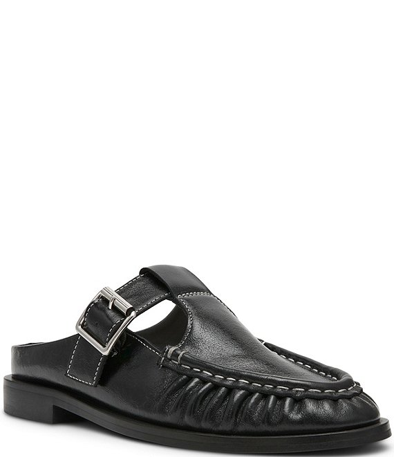Steve Madden Rona Leather Buckle Strap Loafer Mules