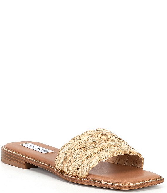 Steve Madden Sandra Raffia Flat Slide Sandals | Dillard's