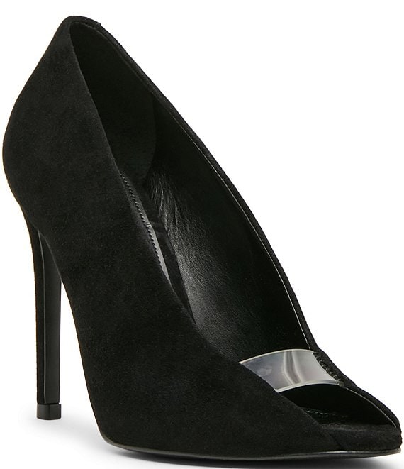 Steve Madden Santino Suede Clear Peep Toe Pumps