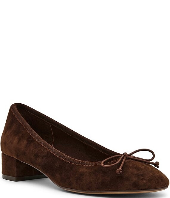 Steve Madden Steffi Suede Bow Block Heel Ballet Pumps