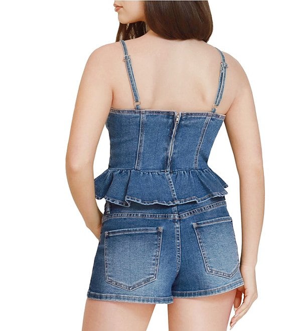 Steve Madden Stevie Jeans Peplum Denim Bustier Top | Dillard's