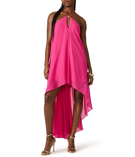 Steve Madden Suzanne Halter Shift Hi Low Maxi Dress