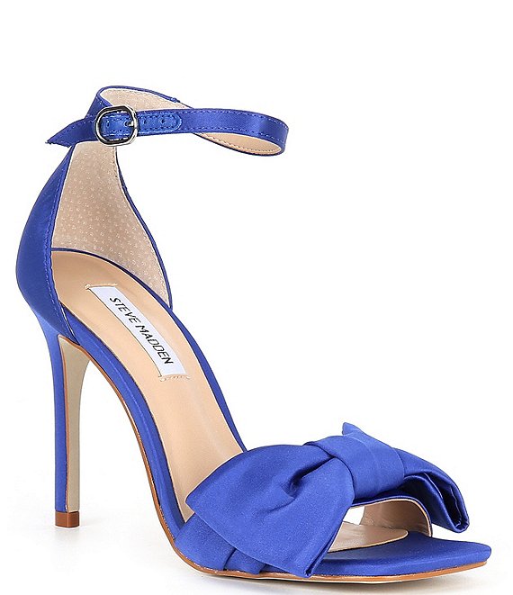 Color:Blue - Image 1 - Trusty Satin Bow Dress Sandals