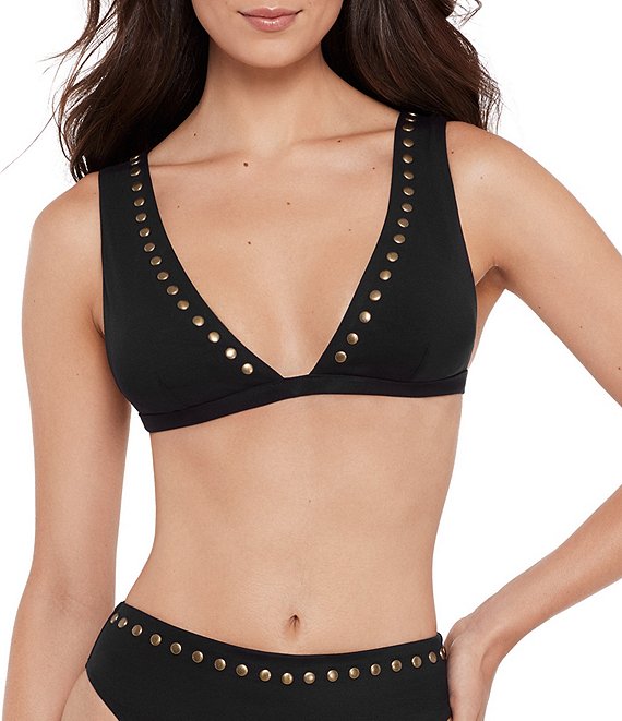 Steve Madden What A Stud Tall Triangle Swim Top, Black - Image 1