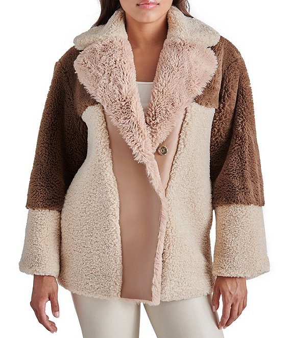 Buy Textured Faux Fur Jacket with Long Sleeves