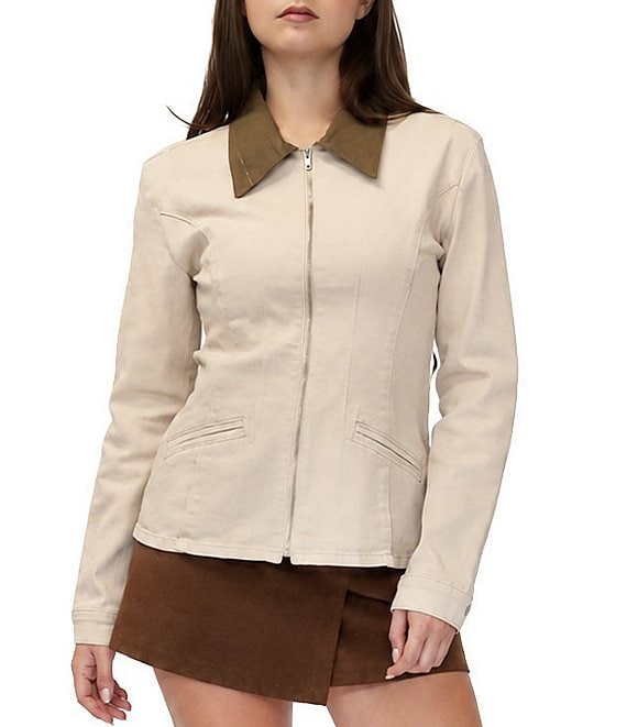 Stevie By Steve Madden Collared Cinched Waist Barn Jacket