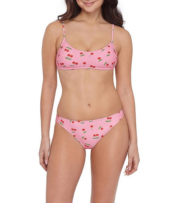 Stevie by Steve Madden Verry Cherry Scoop Bralette Swim Top & Verry Cherry Pull-On Hipster Swim Bottom