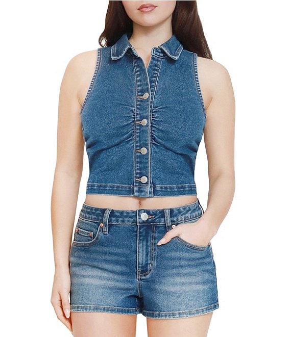 Steve Madden Stevie Jeans Ruched Denim Vest