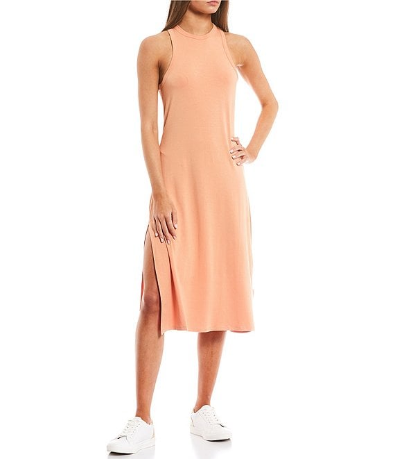 Stonelight Crew Neck Pullover Side Slit Midi Dress | Dillard's