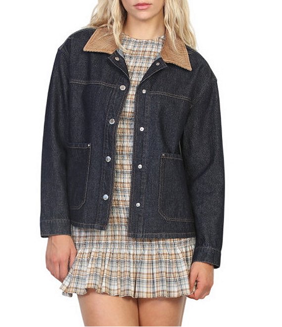 Stoosh Denim Chore Corduroy Collar Boxy Barn Jacket