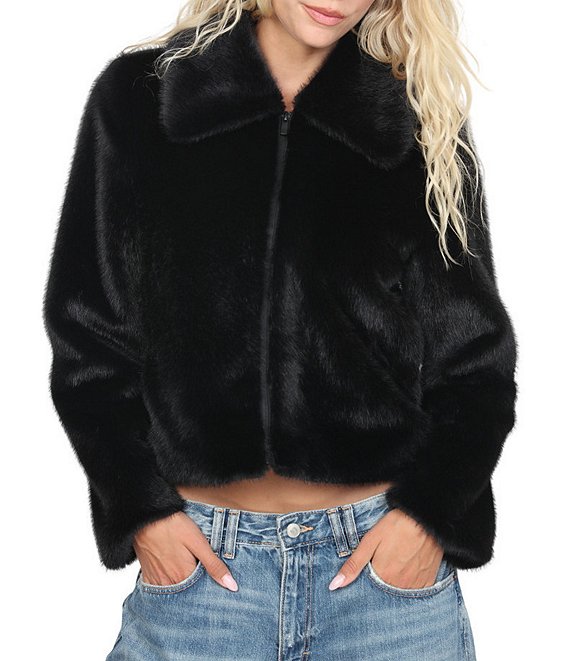 Stoosh Frosted Faux Mink Zip Front Jacket