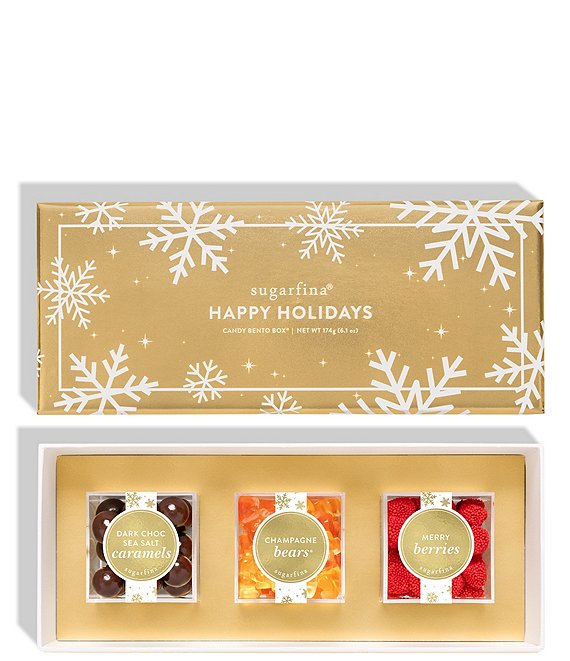 Sugarfina Holiday 2023 Happy Holidays 3-Piece Candy Bento Box