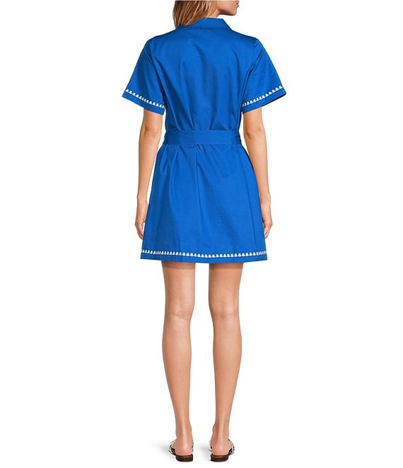 Sugarlips Dalphy Sardine Embroidered Point Collar Short Sleeve Button Down Mini Dress, Womens, M, Cobalt Sugarlips Dalphy Sardine Embroidered Point Collar Short Sleeve Button Down Mini Dress, Womens, M, Cobalt