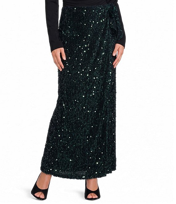 Sugarlips Petite Size Korina Sequin Wrap Maxi Skirt