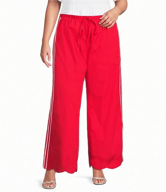 Sugarlips Plus Size Britt Side Stripe Draw String Wide Leg Pants