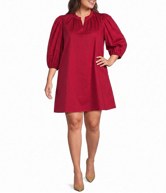 Sugarlips Plus Size Vitoria Balloon Sleeve Shift Mini Dress