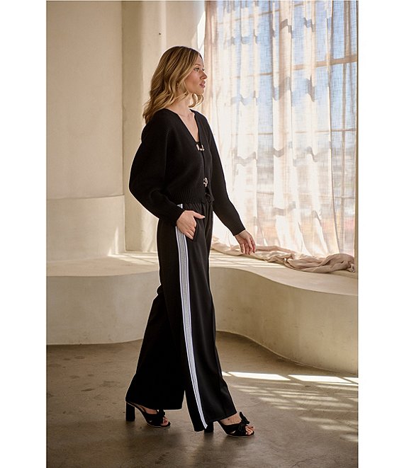 Sugarlips Shimmer Stripe Wide Leg Pull-On Track Pants | Dillard's