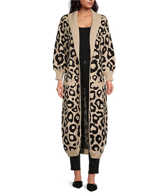 Long sleeve leopard cardigan hotsell