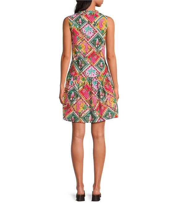 Sugarlips Tropical Loly Trapeze Printed Split Neck Sleeveless Mini