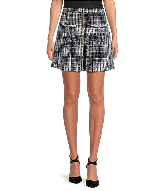 Sugarlips Tweed High Waisted Front Zip Mini Skirt | Dillard's