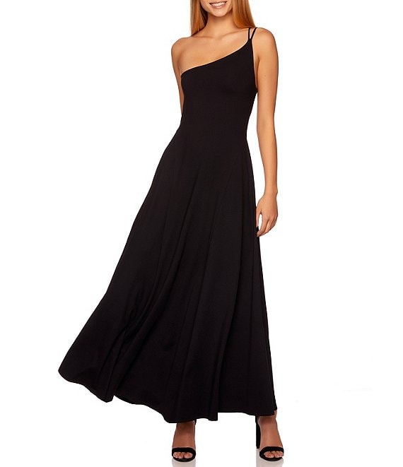 Susana Monaco Asymmetrical Neck Double String Strap Gown | Dillard's