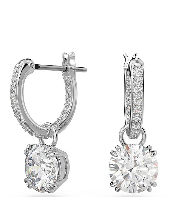 Color:Silver - Image 1 - Constella Round Drop Earrings