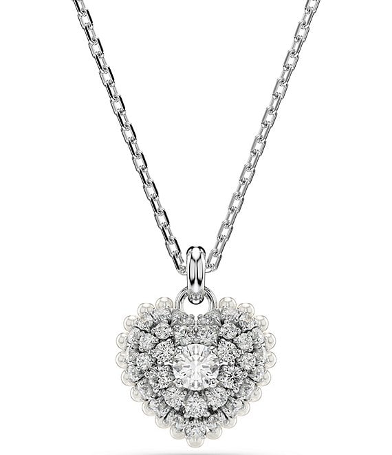 Swarovski Crystal Heart Shaped Pearl Hyperbola Pendant Necklace