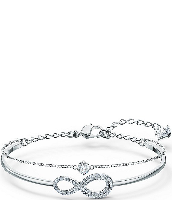 Color:Silver - Image 1 - Crystal Infinity Bangle Bracelet