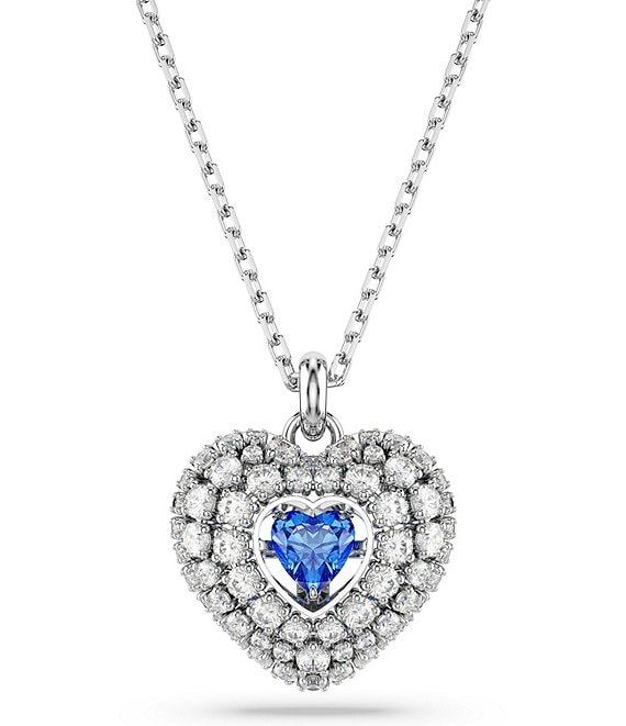 Sterling Silver Light Blue Heart Necklace Created with Swarovski Crystals -  Walmart.com