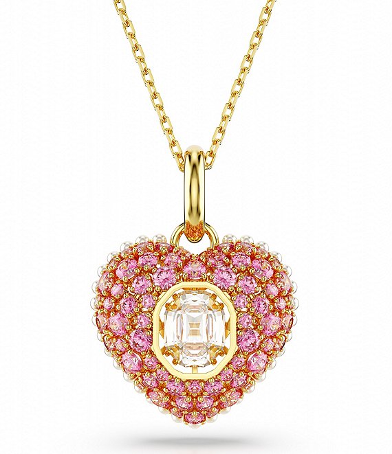 Pink Heart Gem Swarovski Crystal Pearl Necklace – CHI BOTI