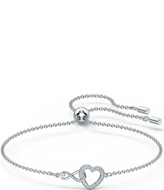 Diamond Heart Ribbon Bolo Bracelet in Two-Tone Sterling Silver - Adjustable  | Dunkin's Diamonds